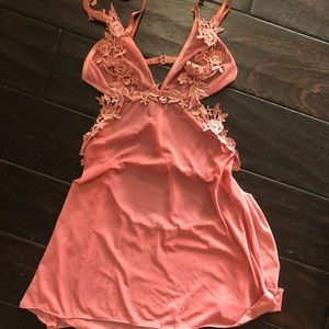 Pink lingerie mesh dress